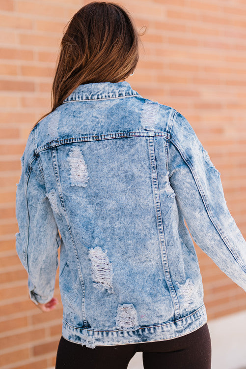 Basic distressed denim jacket  preorder